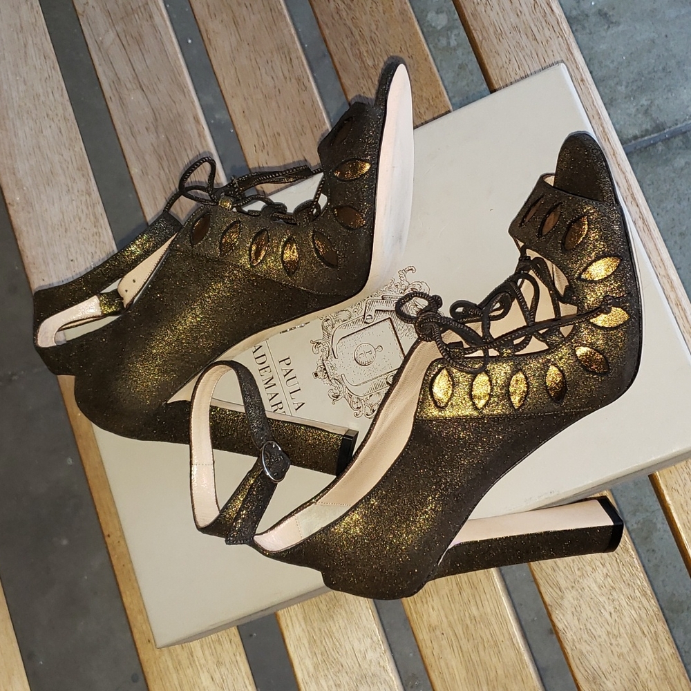 Gold leather heels 8 - 8.5 NWT